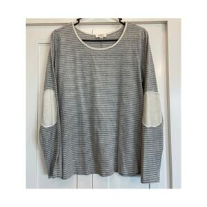 UMGEE Grey and white stripe long sleeve pullover tee M bump friendly